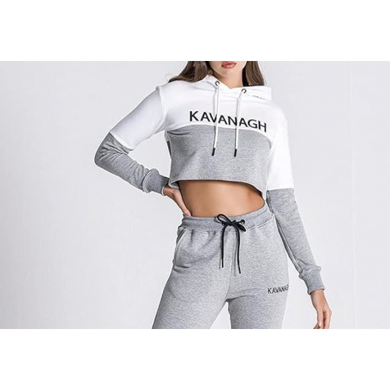 Gianni Kavanagh Grey Block Cropped Hoodie Sweat 