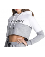 Gianni Kavanagh Grey Block Cropped Hoodie Sweat 